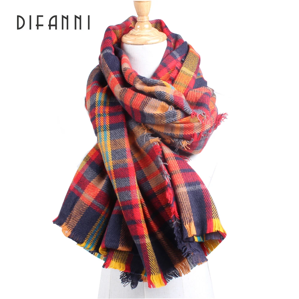 Хорошее качество Za зимний длинный шарф шотландская клетка дизайнерский Юнисекс