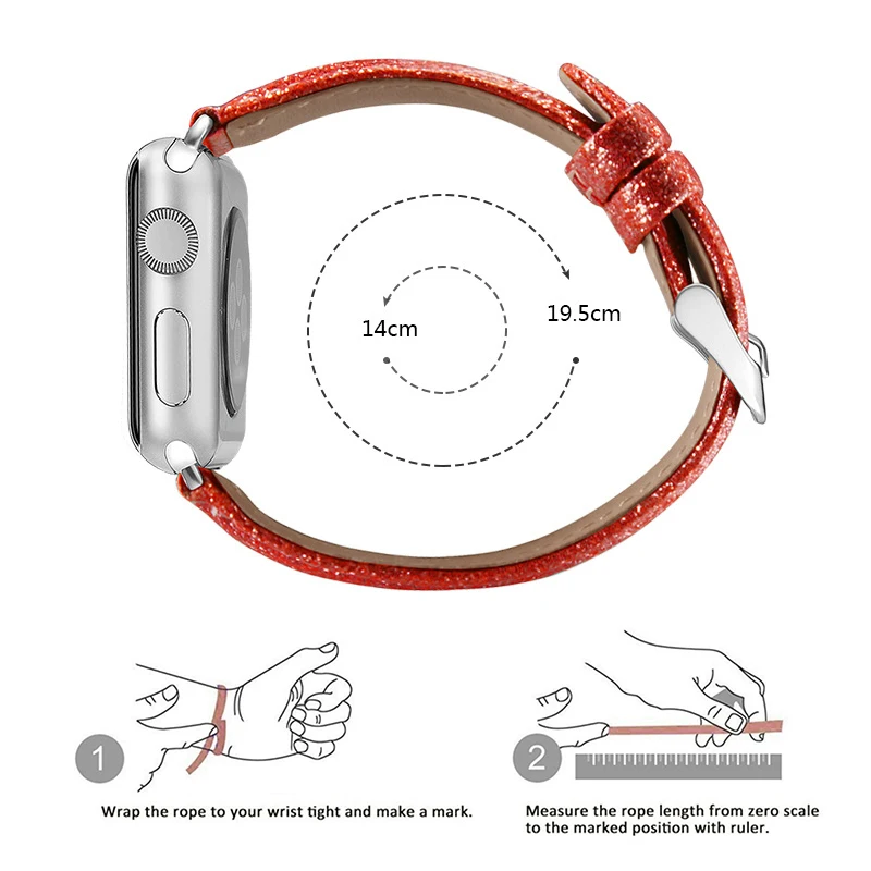 Ремешок Laforuta для Apple Watch 40 мм 44 кожаный браслет iWatch 42 38 блестящий мощный наручных часов