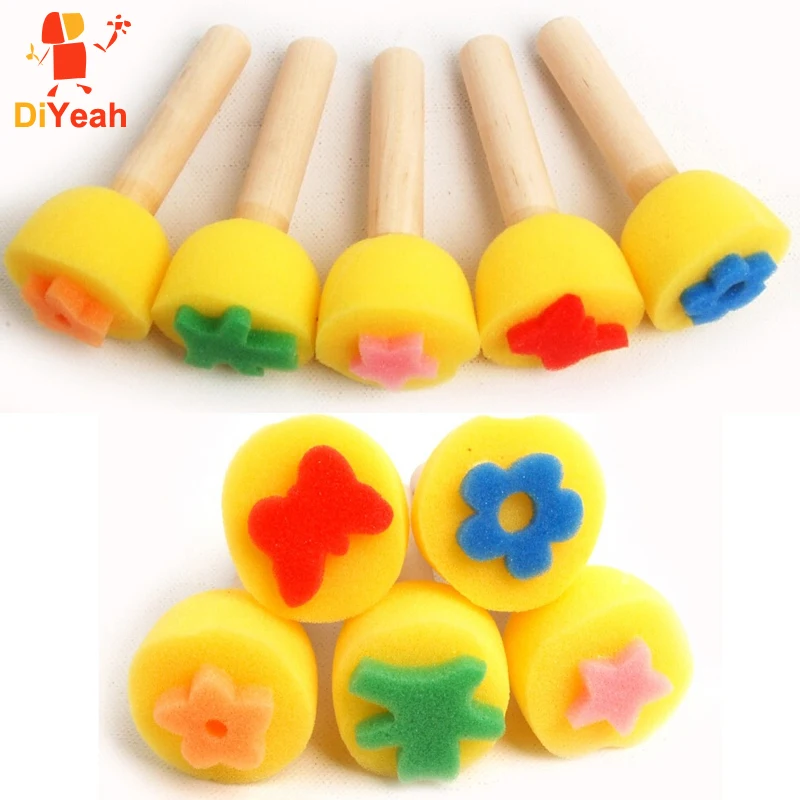 5 шт./лот губка для рисования тела набор кистей Штемпельная с деревянной ручкой