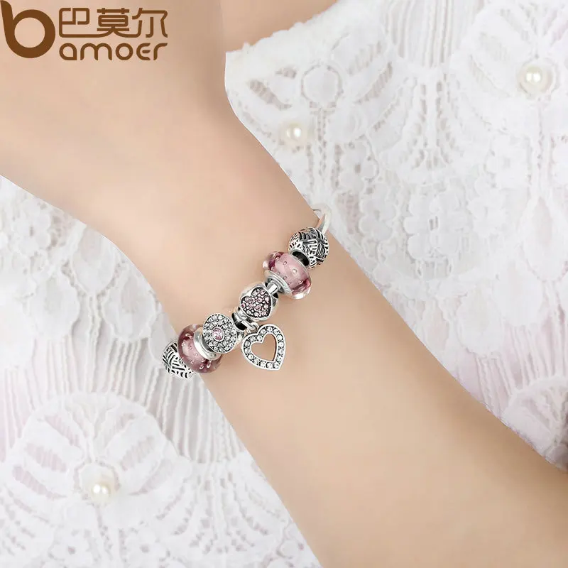 Браслет с подвеской в виде сердца европейскими бусинами|simple friendship bracelets|friendship