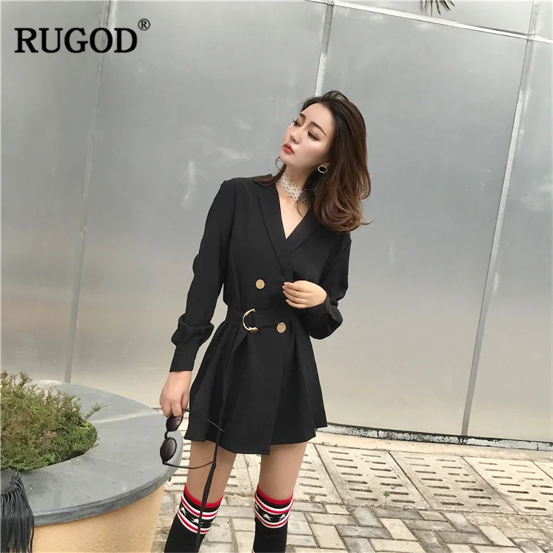 Женское платье рубашка с длинным рукавом RUGOD Элегантное повседневное в Корейском