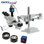 Тринокулярный микроскоп Luckyzoom, 3, 5x-90X, Simul-Focal, с двойной стрелой, стерео, 14 МП, HDMI, камера, 144 шт., аксессуары для светодиодных микроскопов