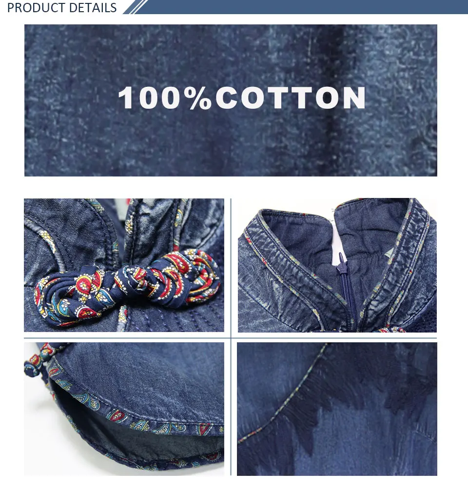 Женское платье Yuzi. may Boho новые осенние джинсовые женские платья а-силуэта элегантные винтажные платья с воротником-стойкой A82111 Vestido