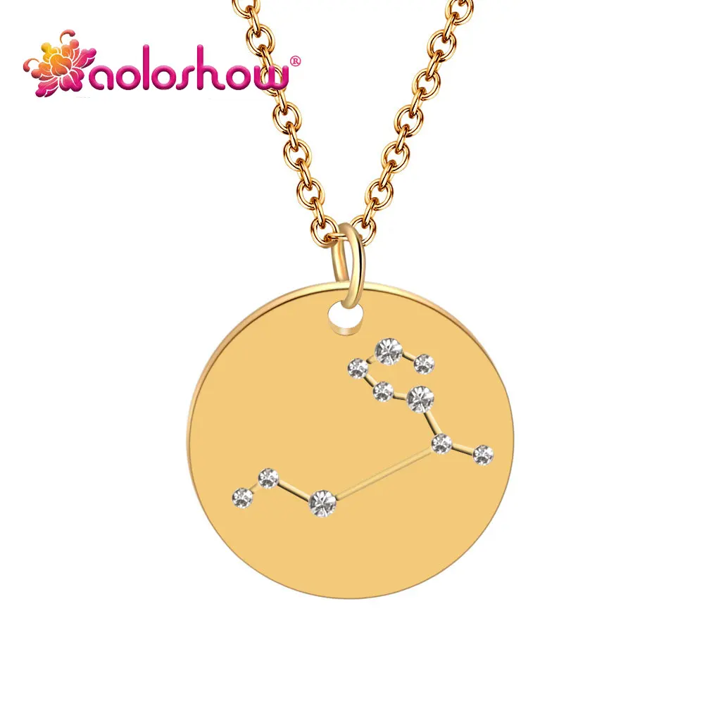 AOLOSHOW 12 зодиакальных созвездий ожерелье Золото для девочки нержавеющая сталь 20 мм