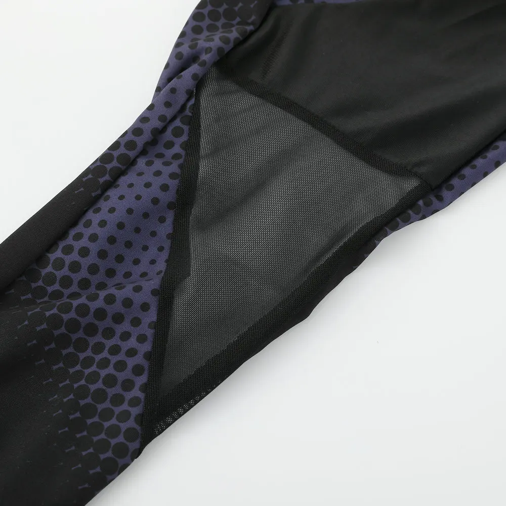 Высококачественный сетчатый кальсоны для йоги синие серые Лоскутные Длинные