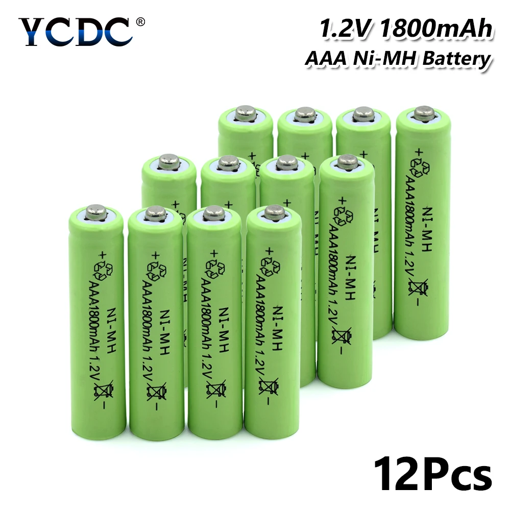 12 Pcs 4 шт. Ni-MH AAA аккумулятор 1800 мАч 1,2 в перезаряжаемая сотовая Бритва 4 шт. MP3 часы фонарик циклы для дистанционного управления игрушки камеры - Цвет: 12 Pcs