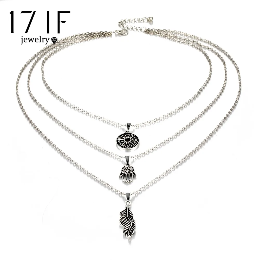 DAXI 2018 New Bohemia Fashion Necklace Multi-layer Leaves Palm Pendant Lady Wholesale Sales Long | Украшения и аксессуары