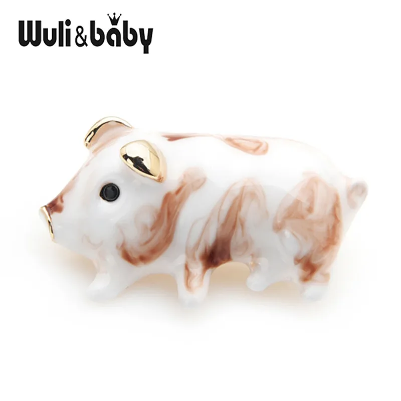 Wuli & baby коричневый цветок белая свинья броши для женщин и мужчин сплав маленькие