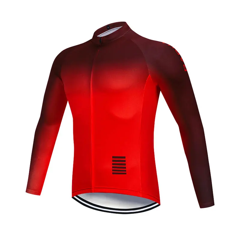 jersey no fleece Велокофты Комплект зимний термальный флис с длинным рукавом теплый красный и черный градиент Тур де Франс Ropa Ciclismo Hombre - Цвет: jersey no fleece