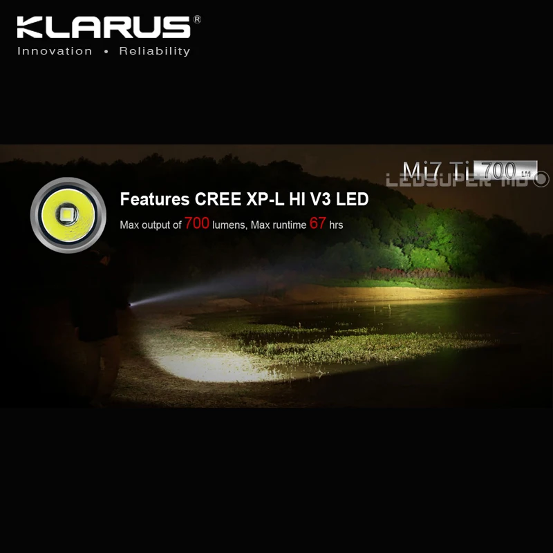 KLARUS Mi7 Ti 700 люменов CREE XP-L HI V3 светодиодный портативный титановый AA фонарик с бесплатной батареей