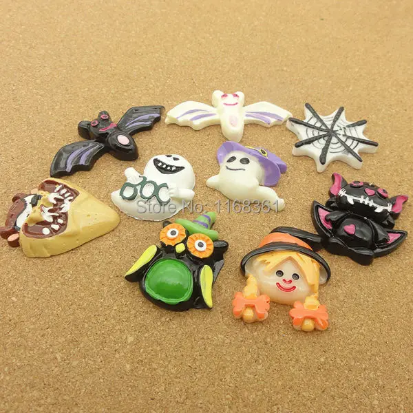 5 шт./Лот резиновые плоские наклейки для Хэллоуина летучая мышь Сова паук призрак