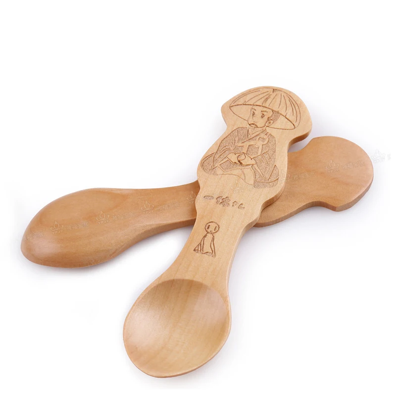 Японские деревянные ложки Mini 4 шт./компл. Cucharas Colher мультяшная вилка животные