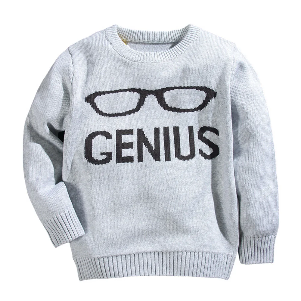 Очки Pattern детские Свитера 2016 Мода Мальчиков Девочек Вязать Свитер Письмо Дети