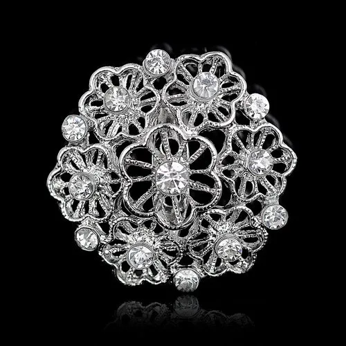 brooch 7 Горный хрусталь Кристалл Серебряный цветок броши для женщин мужчин свадебные вечерние брошь «Букет» прозрачная - Окраска металла: brooch 7