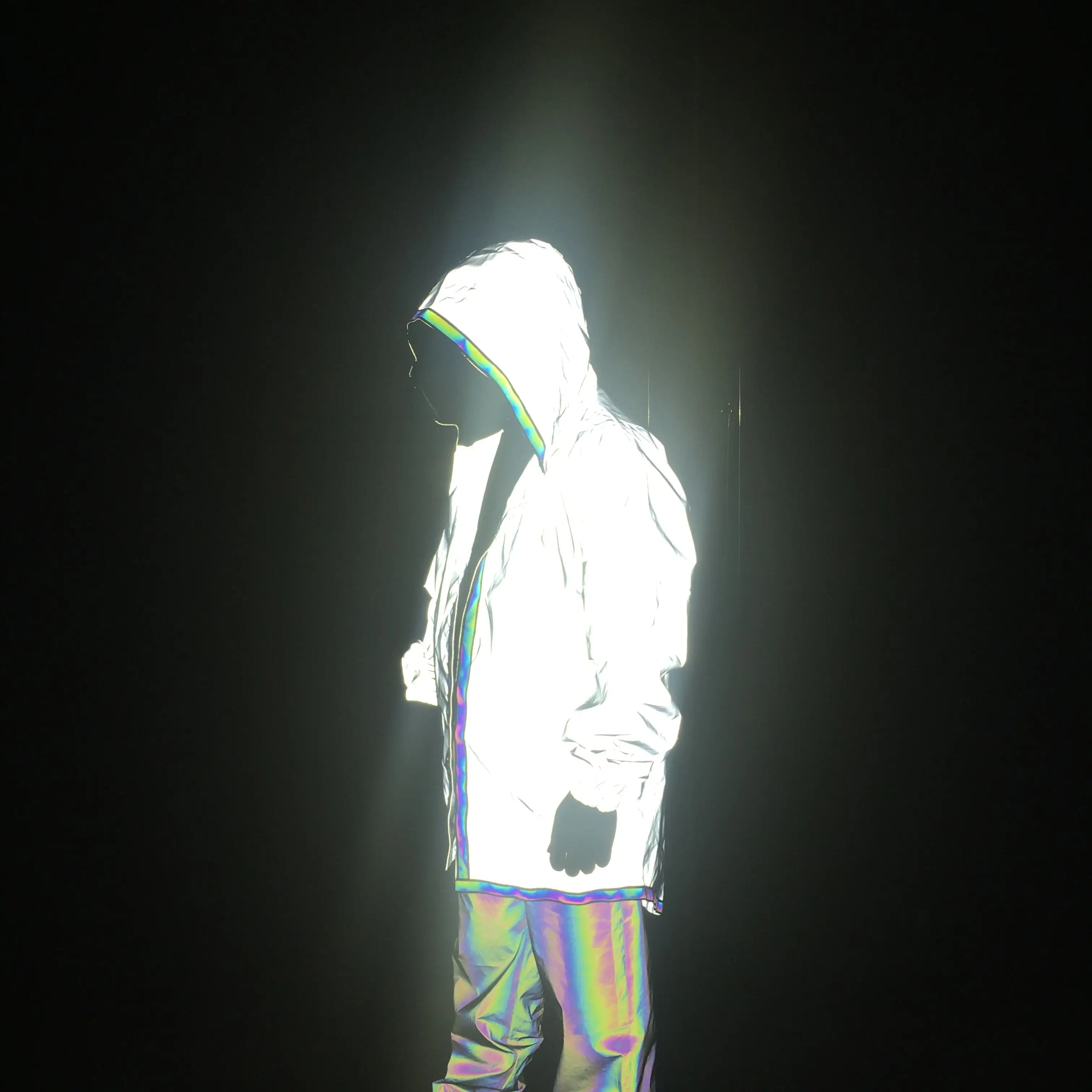 Осенне зимняя мужская длинная Светоотражающая куртка с капюшоном цветные