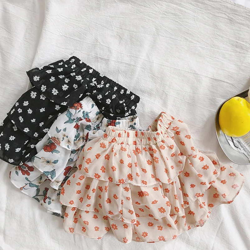 Трехслойная кружевная шифоновая юбка с оборками мини юбки для маленьких девочек