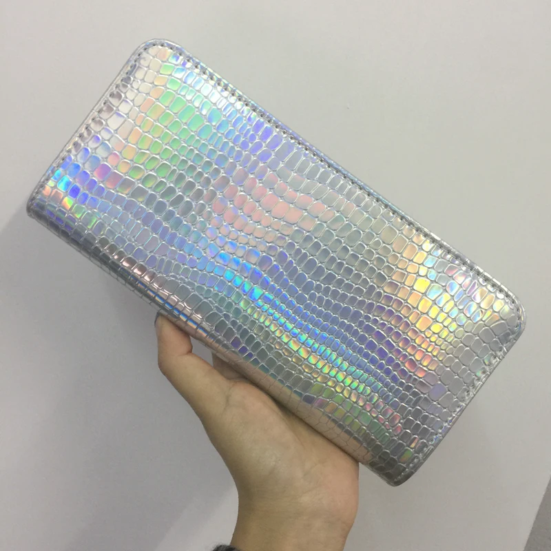 Harajuku женские длинные кошельки с голограммой для женщин лазерный кредитный держатель для карт портмоне клатч вечерние тонкий Органайзер Кошелек для денег