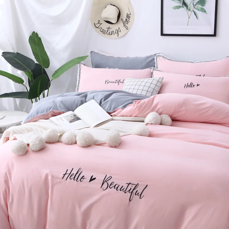 4 шт. Домашний Комплект постельного белья из мытого хлопка пододеяльник простыня