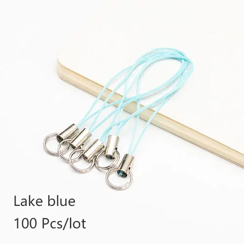 Lake Blue 100 шт цветной полиэфирный шнур с двойным кольцом ювелирный шнур для мобильного телефона с подвеской ручной работы - Цвет: Lake Blue