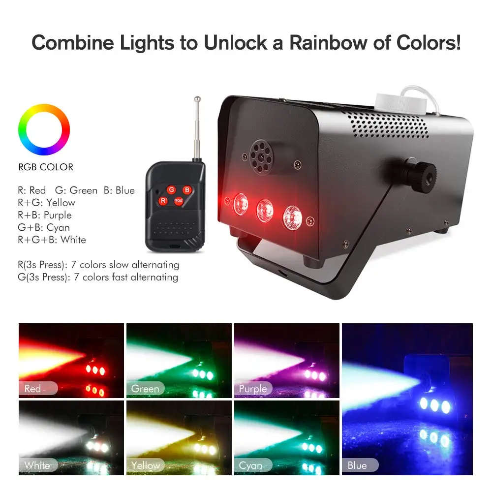 AC110V-230V Wireless control LED 500W Fog Smoke Machine Remote RGB color Smoke ejector LED DJ Party Light Smoke Thrower