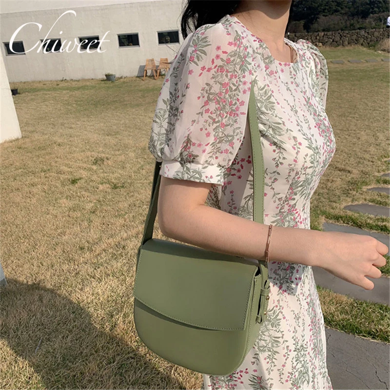 

Women Simple Semicircle Saddle Bag Designer Handbags Ladies Tender Green Shoulder Bag Brand Luxury Leather Large Messenger Bags