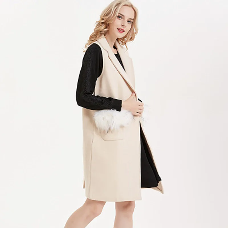 Winter Dress Fat Sister Plus Fertilizer XL Women's Korean Version Woolen Vest Thick Woven Simple Fashion Solid Color Slim | Женская