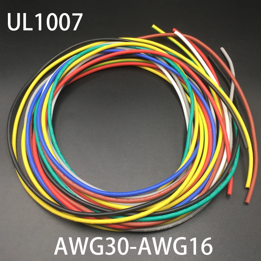 

26AWG 1,3 мм OD 24AWG 1,4 мм OD UL1007 300V 80C обмотка Луженая Медь силиконовая резина Многожильная оплетка Электрический кабель