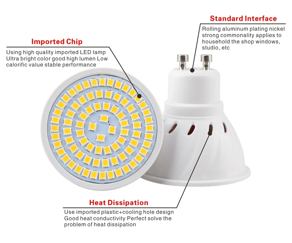 Lampada LED Spotlight Bulb E27 E14 MR16 GU10 B22 220V Bombillas LED Lamp 48 60 80 LED 2835 SMD Lampara Spot Light 3w 4w 5w