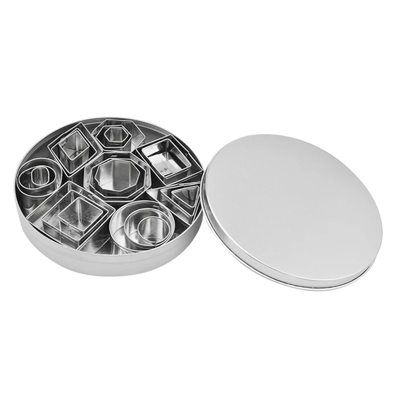 

OLOEY DIY Stainless Steel Cookie Mould 24Pcs/Set Biscuit Geometric Cake Tool Fondant Stamps Cutters Specialized Gadget