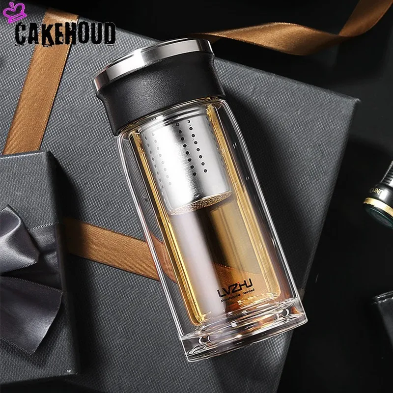 CAKEHOUD Горячая двойная офисная чашка дома утолщение прозрачный чайник-термос автомобиль путешествия стеклянный чайник питьевая утварь