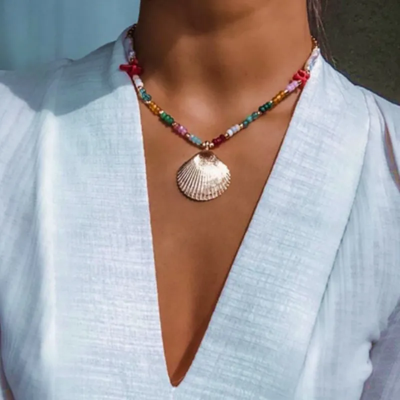 Богемное ожерелье с жемчужной подвеской, колье, acero inoxible joyeria mujer bizuteria moda mujer pokemon, женские аксессуары
