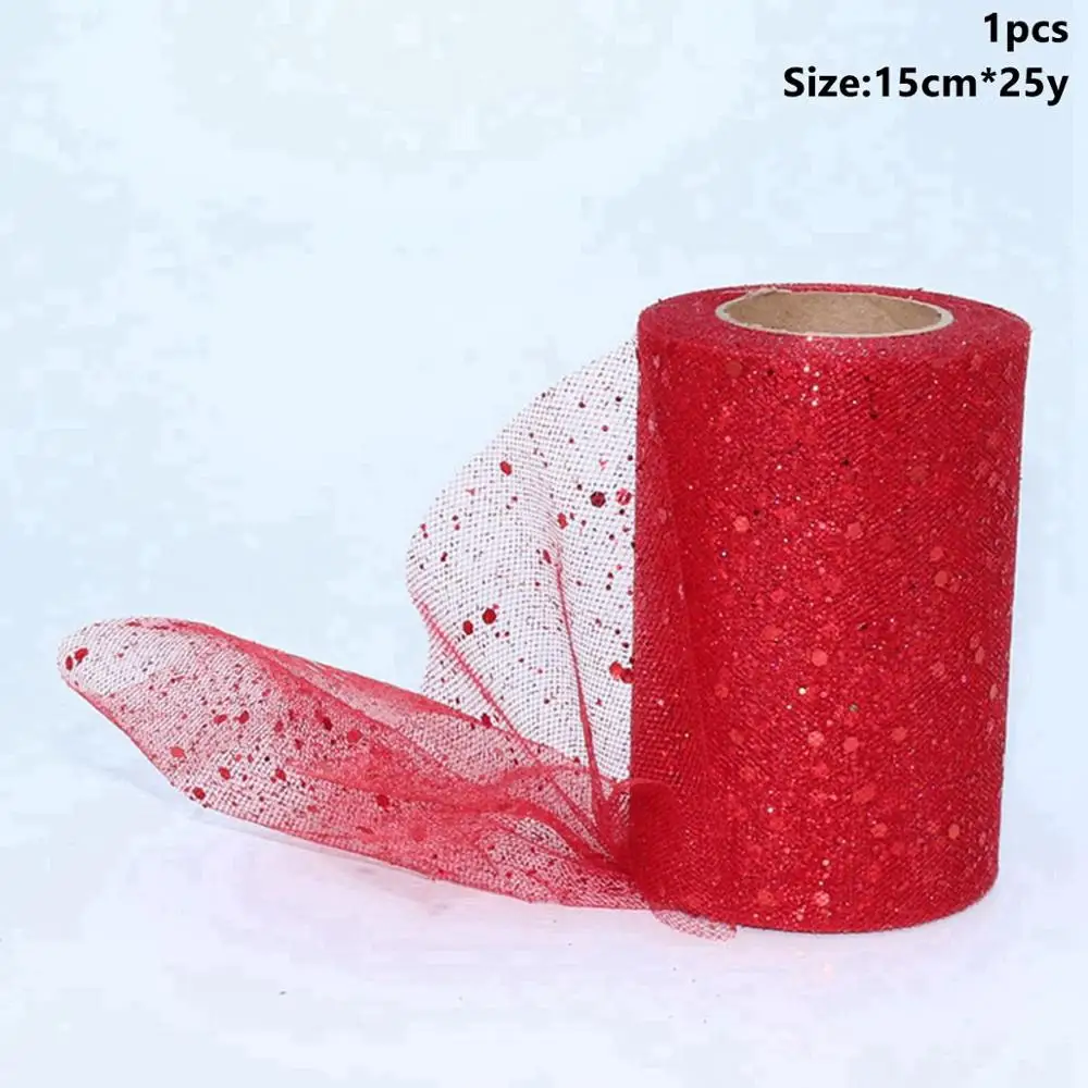 Tulle Roll 19 Taoup 5 см 15 см 30 см органза тюль в рулонах для свадьбы Вечерние Декор день рождения Babyshower блесток сетка тюль рулон ткани ленты 25 ярдов DIY - Цвет: Tulle Roll 19