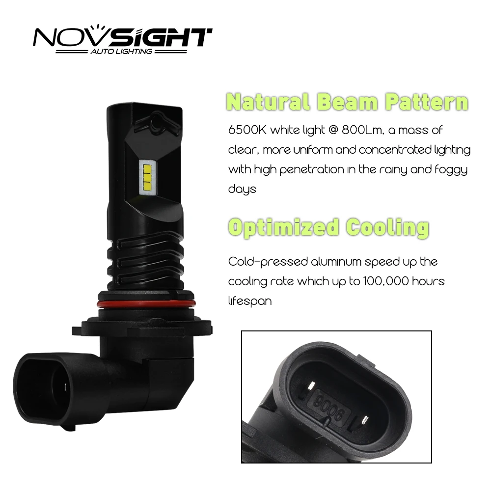 Автомобильный светодиодный светильник Novsight 9006 Hb3 h1 белый противотуманный 6500K 12 в