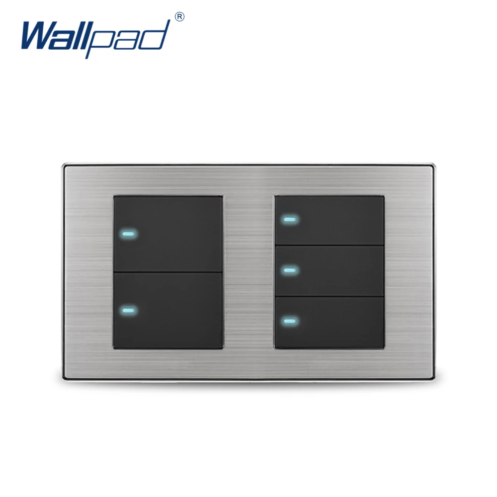 Wallpad 5 Gang 2 способ настенный выключатель с Светодиодный индикатор Роскошные