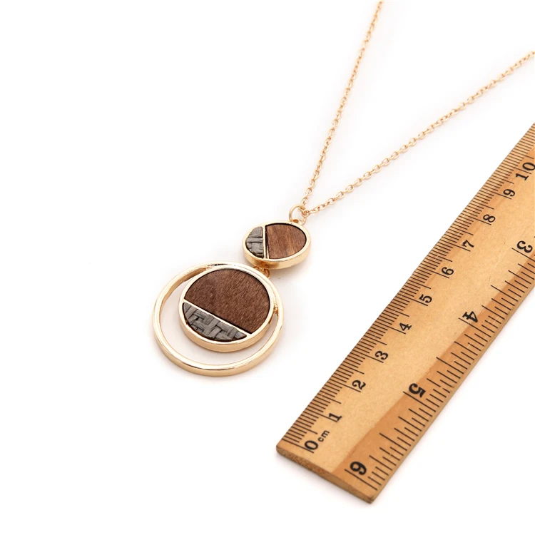 AL-N84254 /TRACYSGER/ simple style lady geometric round combination pendant wood necklace | Украшения и аксессуары