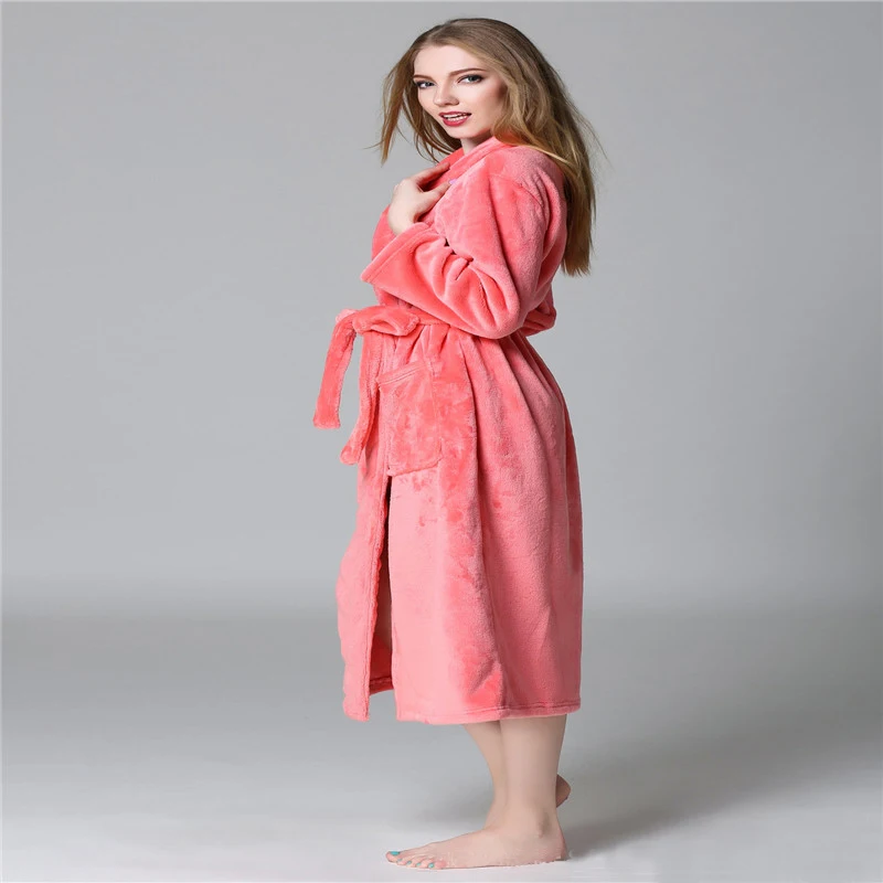 Winter spa XXS size lengthen couples for ladys coral fleece bathrobe Nightgown Pajamas | Женская одежда