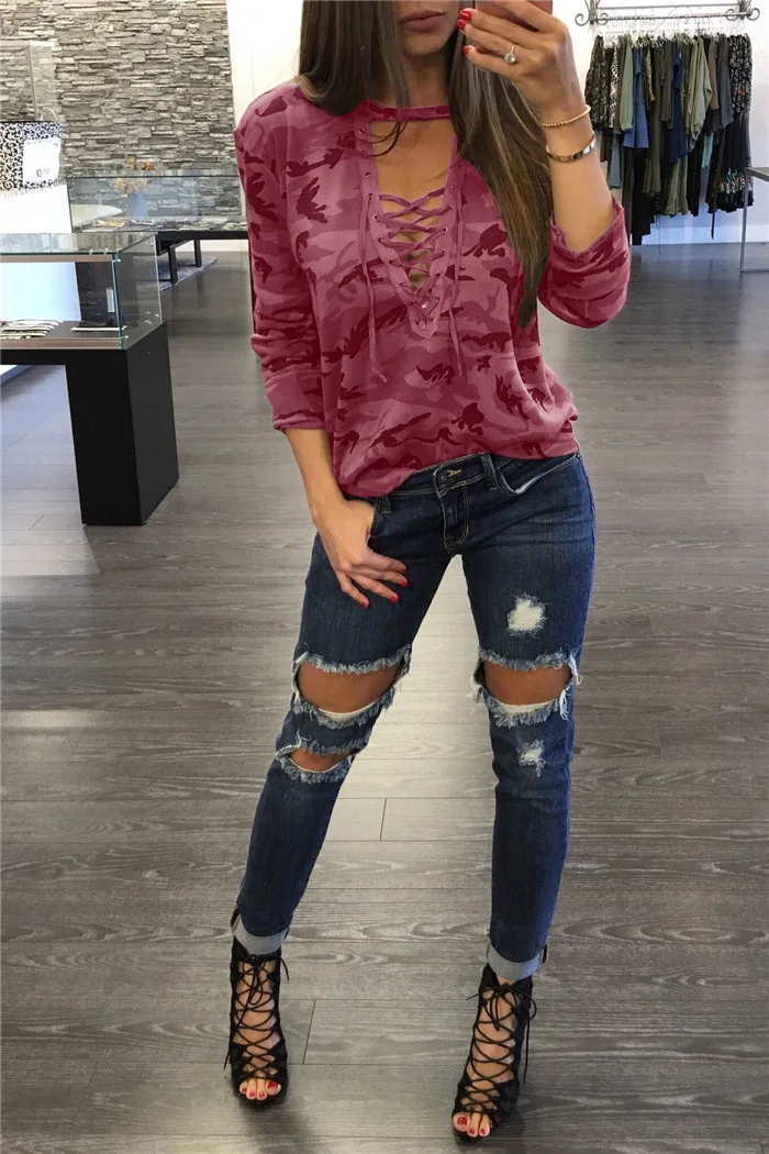 

women t-shirts tee new woman xxl female camouflage printed bandage tshirt t news xxl tee shirt