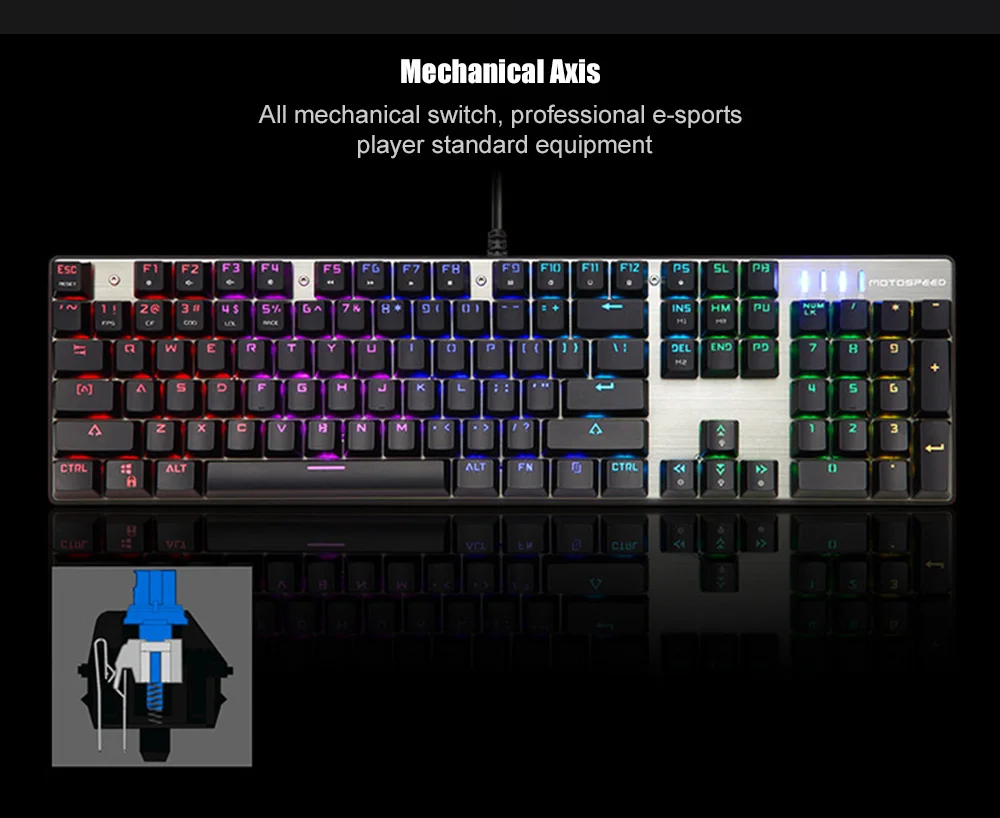 Motospeed CK888 NKRO RGB подсветка механическая клавиатура и мышь комбинированный набор с клавиатурой и мышью с светодиодный мигающая лампа
