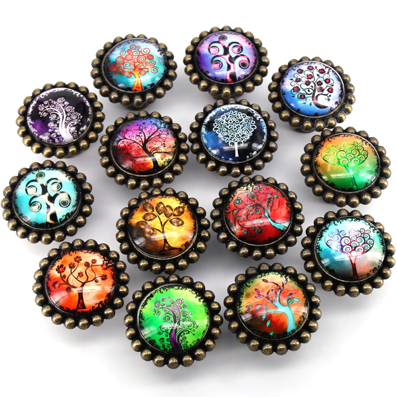 

1x Drawer Cupbroad Colored Tree Glass Door Knobs Drawer Cabinet Furniture Kitchen Handle Dia 45mm