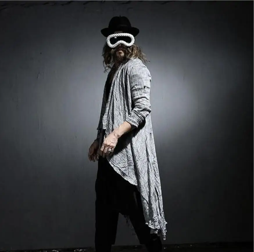 Мужская льняная рубашка с шалью GD уличный стиль большие размеры костюмы новинка