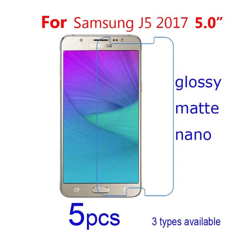 5 защитных пленок для экрана Samsung J5 2017/J7 2017 прозрачные/матовые/анти-взрывные пленки Nano Protective Films Galaxy J730/J530f on.