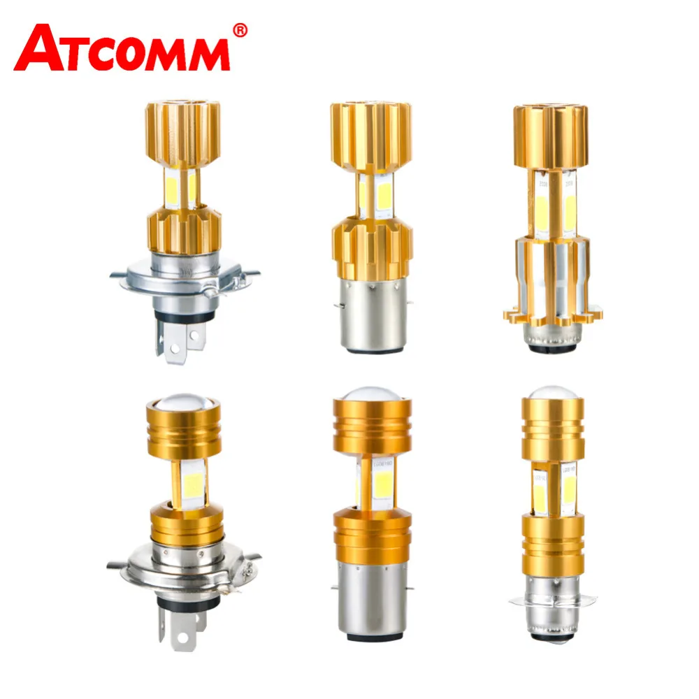 ATcomm LED H4/HS1 фара для мотоцикла лампа Hi Lo луч 12V 3400Lm 6500K COB BA20D P15D светодиодная Farol