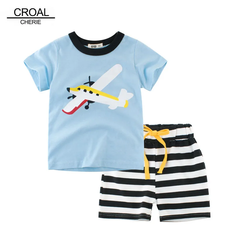 

CROAL CHERIE Toddler Boys Clothing Summer Cotton Cute Car O-Neck T-shirts Pants Children Clothes Fashion Boys Kids Sets 90-140cm