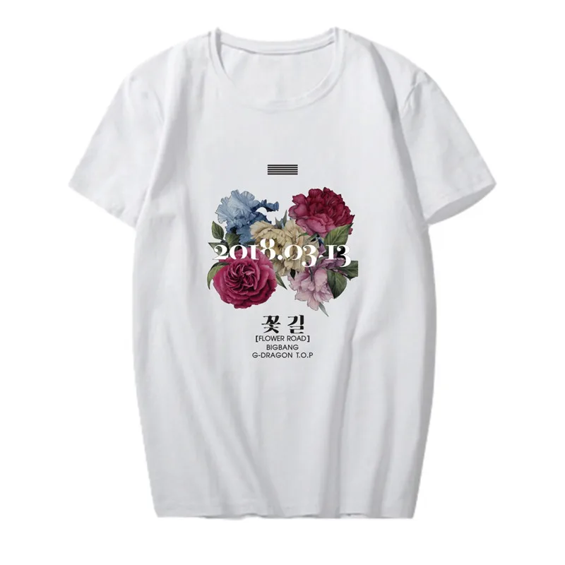 KPOP Корейская мода BIGBANG новый альбом цветок дорога GD G-Dragon T.O.P хлопковая Футболка
