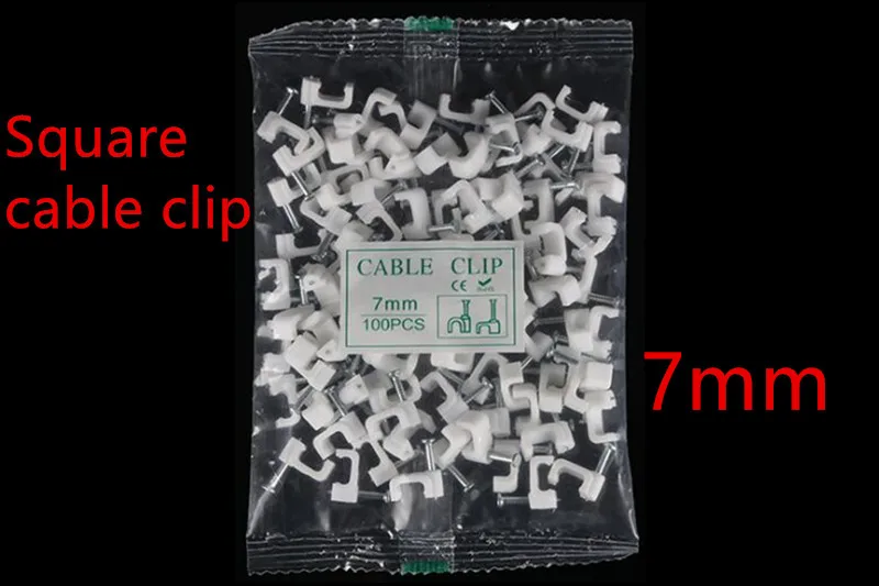 100pcs/bag 7mm square nail fixed type wire wire buckle buckle plastic cable wire clip F