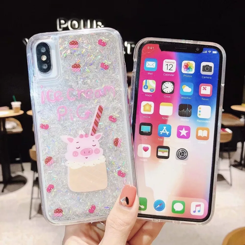 3D милый мороженое блеск чехол для телефона iPhone X XR XS Max противоударный силиконовый