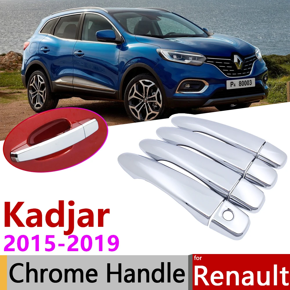 for Renault Kadjar 2015~2019 Luxurious Chrome Exterior Door Handle Cover Car Accessories Stickers Trim Set 2016 2017 2018 |