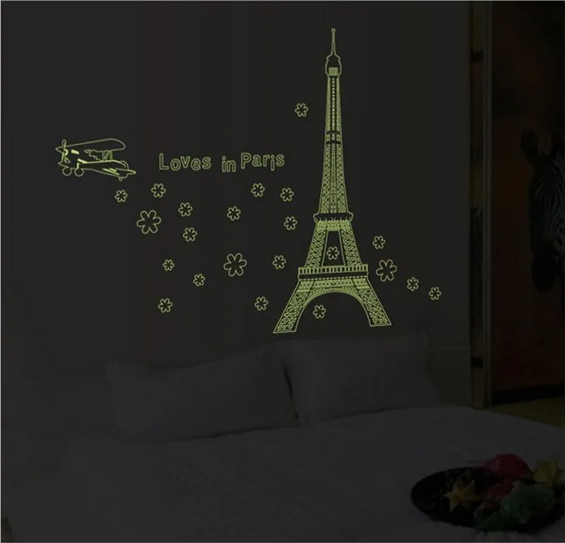 Настенная Наклейка любит в Париже Эйфелева башня флуоресцентный светящийся