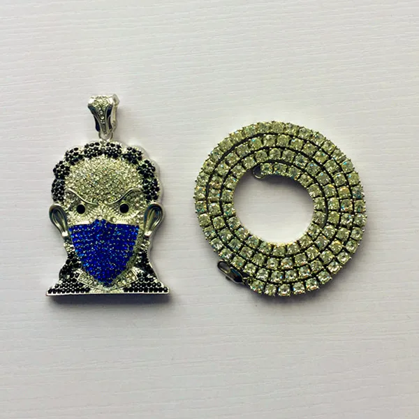 Хип-хоп Jewelry 1 Ряд Кристалл Теннис звено цепи в масках греческие Уход за кожей лица