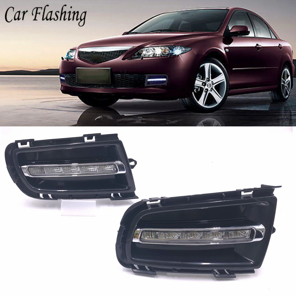 2 шт. LED DRL для Mazda 6 Mazda6 2005 2006 2007 2008 2009 светодиодный Габаритные огни дневного света